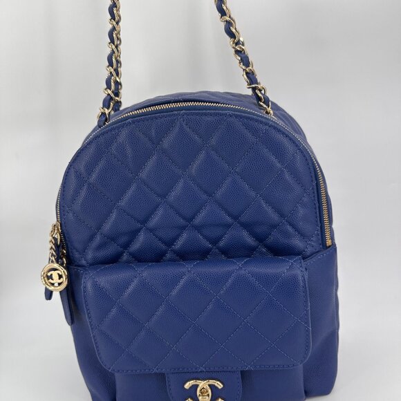 Chanel Caviar Quilted Large CC Day Backpack Blue main image 8